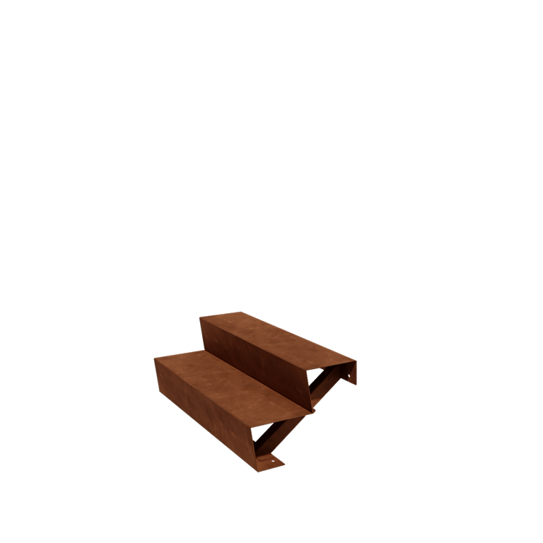 Escalier de jardin en acier Corten - 2-marches - 48 x 100 x 34 cm