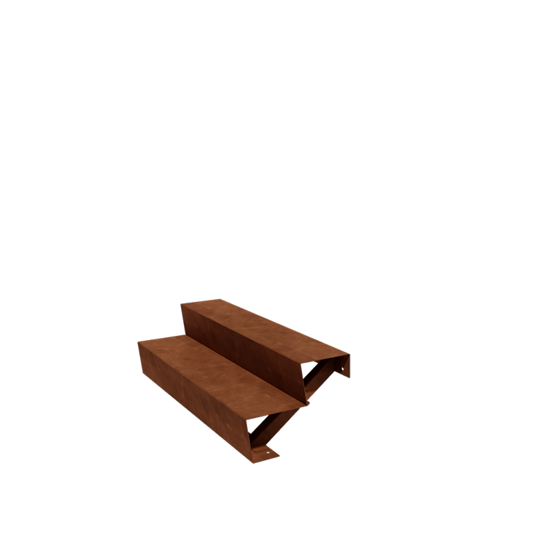 Escalier de jardin en acier Corten - 2-marches - 48 x 120 x 34 cm