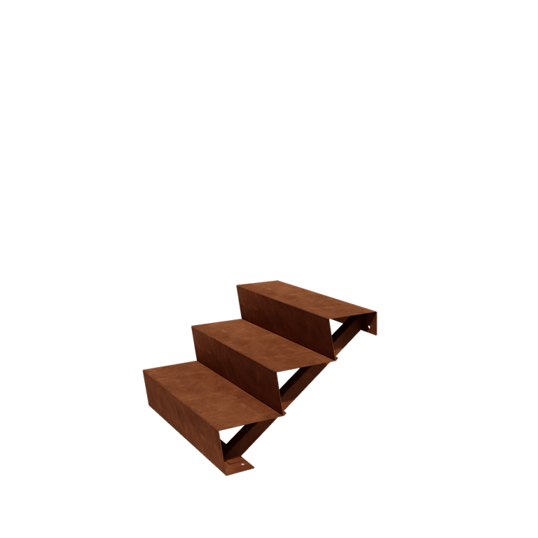 Escalier de jardin en acier Corten - 3-marches - 48 x 80 x 51 cm