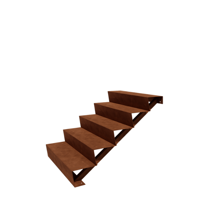 Escalier de jardin en acier Corten - 5-marches - 48 x 100 x 85 cm