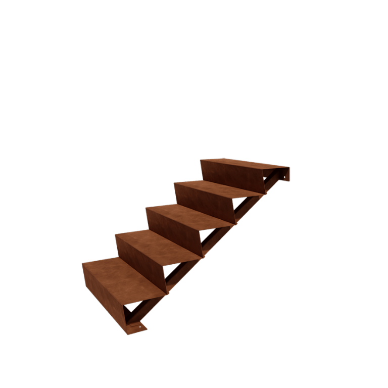 Escalier de jardin en acier Corten - 5-marches - 48 x 80 x 85 cm