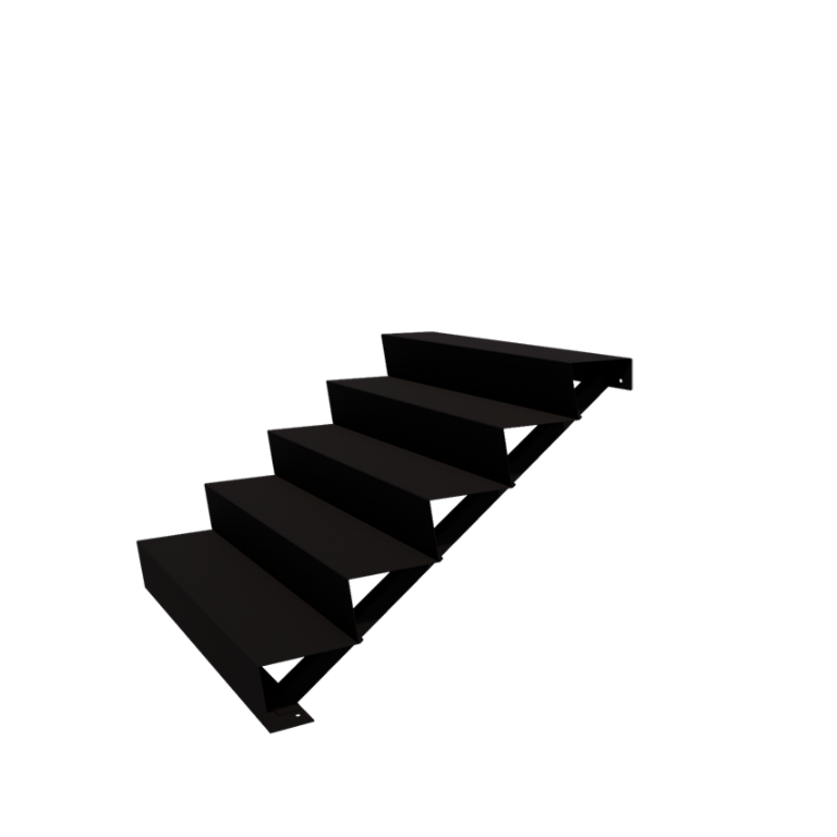 Escalier de jardin en acier - 5-marches - 48 x 120 x 85 cm - RAL9005 mat (noir)