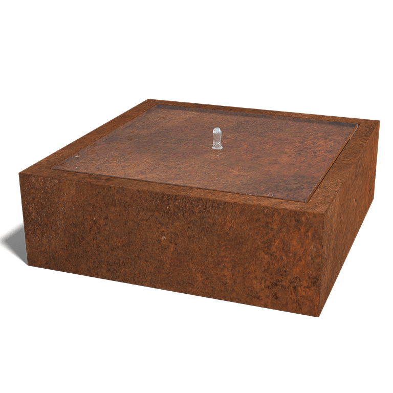 Table d'eau en acier corten 120 x 120 x 40 cm