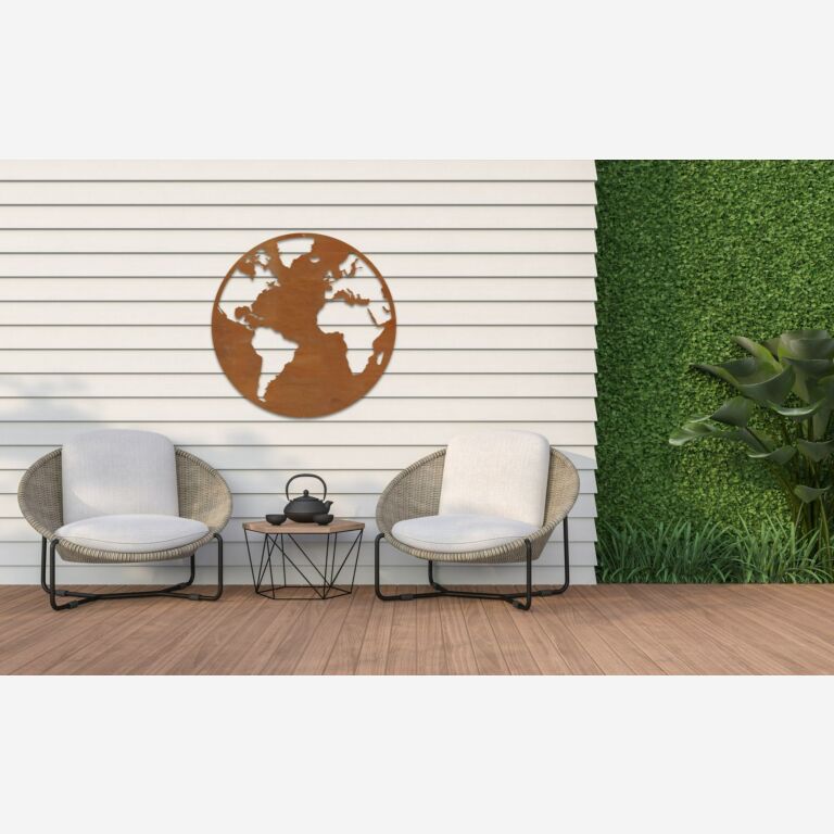Décorations murales en acier corten Carte du Monde