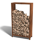 Range-bûches en acier Corten Indiana 1800x1000x400