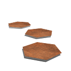 Dalle de cheminement en acier Corten Hexagone 500