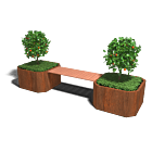 Bac à plantes en acier corten avec banc Vegas Boston