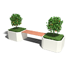 Bac à plantes en acier thermolaqué avec banc Vegas Boston