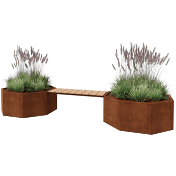 Jardinière en acier Corten avec banc Vegas Chicago