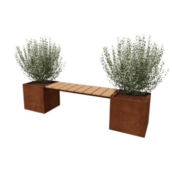 Jardinière en acier Corten avec banc Vegas Miami