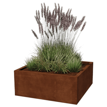 Bac à plantes soudée en acier corten Montana 100 x 100 x 40 cm