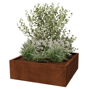 Bac à plantes soudée en acier corten Montana 120 x 120 x 40 cm