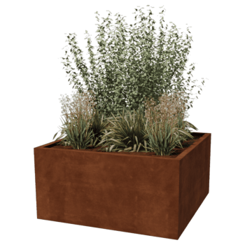 Bac à plantes soudée en acier corten Montana 120 x 120 x 60 cm