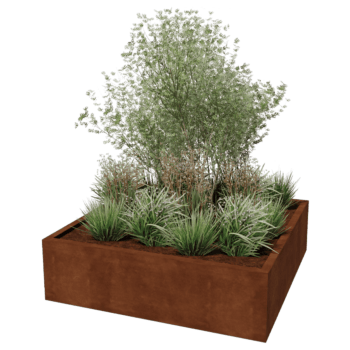 Bac à plantes soudée en acier corten Montana 140 x 140 x 40 cm