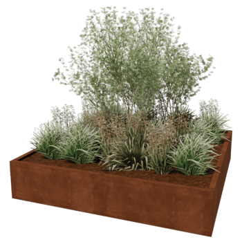 Bac à plantes soudée en acier corten Montana 200 x 200 x 40 cm