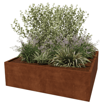 Bac à plantes soudée en acier corten Montana 200 x 200 x 60 cm