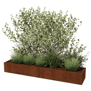 Jardinière en acier corten Texas xxl 240 x 50 cm