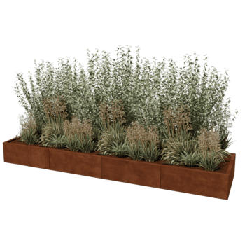 Jardinière en acier corten Texas xxl 320 x 80 cm