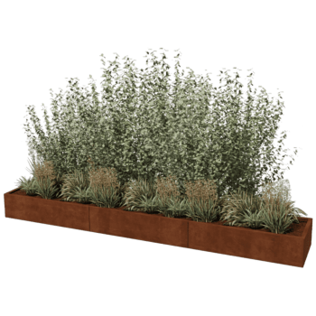 Jardinière en acier corten Texas xxl 360 x 60 cm