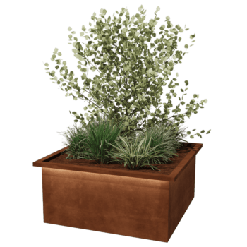 Bac à plantes en acier Corten Alabama avec LED 100 x 100 x 50 cm