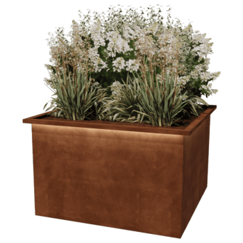 Bac à plantes en acier Corten Alabama avec LED 120 x 120 x 80 cm