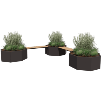 Bac à plantes en acier thermolaqué avec banc Vegas Chicago unité de coin