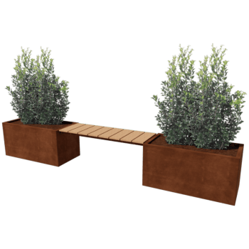 Jardinière en acier Corten avec banc Vegas Texas