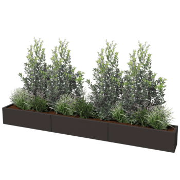Bac à plantes en acier thermolaqué Texas xxl 300 x 30 cm