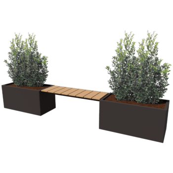 Jardinière en acier peint par poudrage avec banc Vegas Texas