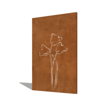 Panneau en acier corten tulipe symétrique 120 x 6 x 190 cm