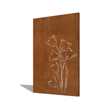 Panneau en acier corten tulipe a-symétrique 120 x 6 x 190 cm