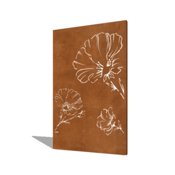 Panneau en acier corten coquelicot 120 x 6 x 190 cm