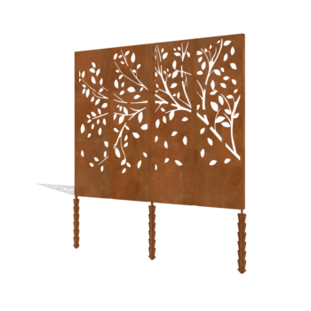 Arbre à panneaux en acier corten, ensemble complet 240 x 6 x 190 cm