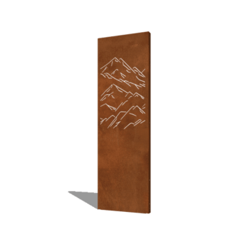 Panneau en acier corten montagnes composition 1 60 x 6 x 190 cm