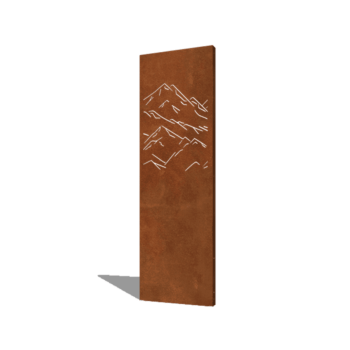 Panneau en acier corten montagnes composition 3 60 x 6 x 190 cm
