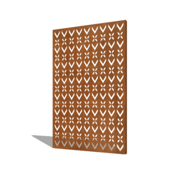 Panneau en acier corten motif de toit composition 1 120 x 6 x 190 cm