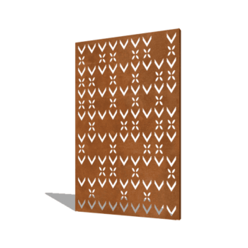 Panneau en acier corten motif de toit composition 3 120 x 6 x 190 cm