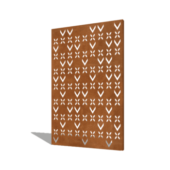 Panneau en acier corten motif de toit composition 5 120 x 6 x 190 cm