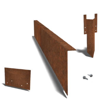 Bordure en acier corten à bord replié 12 cm kit complet pour 15 mètres