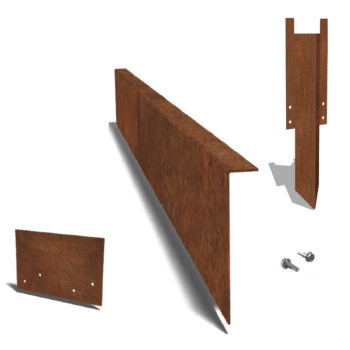 Bordure en acier corten à bord replié 22 cm kit complet pour 15 mètres
