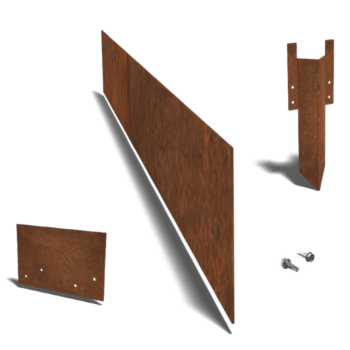 Bordure en acier corten lisse 15 cm kit complet pour 24 mètres