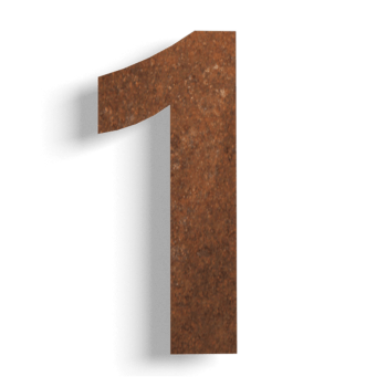 Numéro de maison en acier corten 1 - 15 cm