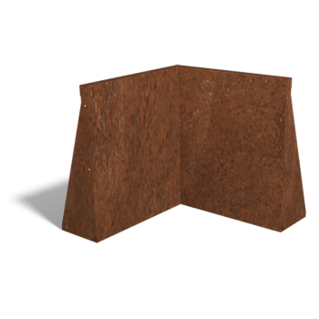 Mur de soutènement d'angle intérieur en acier Corten 50 x 50 cm (hauteur 60 cm)