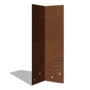 Plaque d'accouplement en acier corten 90º haut 34 - 37,5 cm