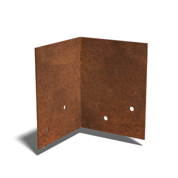 Plaque d'accouplement en acier corten 90º basse 12 - 15 cm