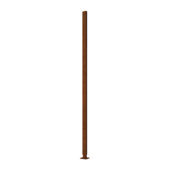 Poteau droit en acier corten avec base plate 190 x 6 x 3 cm