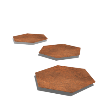 Dalle de cheminement en acier Corten Hexagone 50