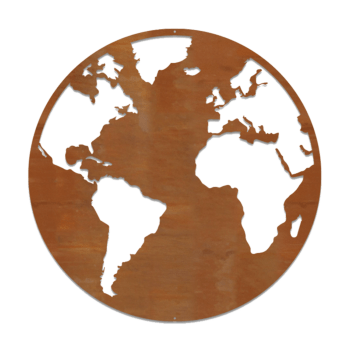 Décorations murales en acier corten Carte du Monde