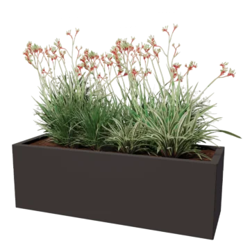 Jardinière en acier - Rectangle - 120 x 40 x 80 cm - Autre couleur RAL - Avec plaque de fond