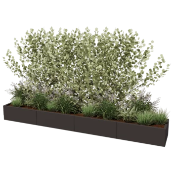 Jardinière XXL en acier - Rectangle - 320 x 50 x 80 cm - Autre couleur RAL - Avec plaque de fond